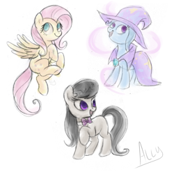 Size: 1024x1024 | Tagged: safe, artist:allythepegasi, imported from derpibooru, fluttershy, octavia melody, trixie, pony, unicorn, female, mare