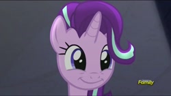 Size: 1360x768 | Tagged: safe, imported from derpibooru, screencap, starlight glimmer, no second prances, bust, cute, discovery family logo, female, glimmerbetes, portrait, solo