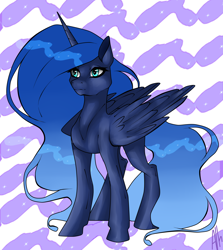 Size: 1280x1437 | Tagged: safe, artist:alhimchenko, imported from derpibooru, princess luna, female, folded wings, simple background, solo