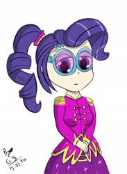 Size: 1500x2047 | Tagged: safe, artist:goldenstorm21, imported from derpibooru, rarity, equestria girls, friendship through the ages, female, looking at you, sgt. rarity, smiling, solo