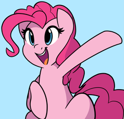 Size: 2011x1923 | Tagged: safe, artist:furrgroup, imported from derpibooru, pinkie pie, earth pony, pony, cute, female, mare, open mouth, simple background, smiling, solo, waving