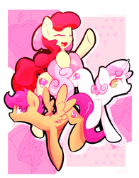 Size: 6600x8400 | Tagged: safe, artist:darkflame75, imported from derpibooru, apple bloom, scootaloo, sweetie belle, earth pony, pegasus, pony, unicorn, abstract background, cutie mark, cutie mark crusaders, eyes closed, female, filly, the cmc's cutie marks