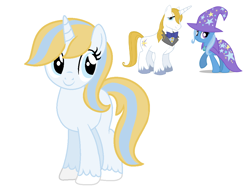 Size: 1094x836 | Tagged: safe, artist:estefania200, imported from derpibooru, prince blueblood, trixie, oc, pony, unicorn, bluetrix, female, male, mare, offspring, parent:prince blueblood, parent:trixie, parents:bluetrix, shipping, simple background, straight, white background