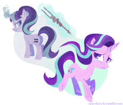 Size: 4453x3793 | Tagged: safe, artist:spacekitsch, deleted from derpibooru, imported from derpibooru, starlight glimmer, absurd resolution, duality, s5 starlight, staff, staff of sameness