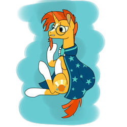 Size: 2500x2500 | Tagged: safe, artist:bojangleee, imported from derpibooru, sunburst, pony, unicorn, floating, male, nervous, simple background, solo, stallion