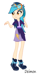 Size: 819x1649 | Tagged: safe, artist:adadeimon, imported from derpibooru, indigo zap, equestria girls, alternate clothes, alternate costumes, alternate hairstyle, female, goggles, solo