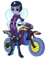 Size: 662x817 | Tagged: safe, imported from derpibooru, sugarcoat, equestria girls, friendship games, biker jacket, clothes, female, gloves, helmet, motocross outfit, motorcross, motorcross outfit, motorcycle, official, solo