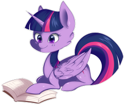 Size: 1840x1572 | Tagged: safe, artist:phelorena, deleted from derpibooru, imported from derpibooru, twilight sparkle, alicorn, pony, book, female, heart eyes, mare, prone, reading, simple background, solo, transparent background, twilight sparkle (alicorn), wingding eyes