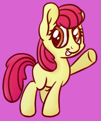 Size: 469x559 | Tagged: safe, artist:nwwe, imported from derpibooru, apple bloom, female, filly, missing accessory, raised hoof, simple background, solo