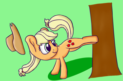 Size: 891x589 | Tagged: safe, artist:nwwe, imported from derpibooru, applejack, applebucking, bucking, female, simple background, solo