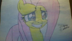 Size: 1024x576 | Tagged: safe, artist:dcdavid28, imported from derpibooru, fluttershy, female, solo, traditional art