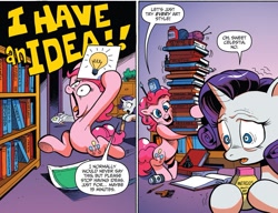 Size: 1229x943 | Tagged: safe, artist:andypriceart, idw, imported from derpibooru, pinkie pie, rarity, earth pony, pony, unicorn, spoiler:comic, spoiler:comic42, antacids, armpits, comic, duo, female, mare, official comic, speech bubble