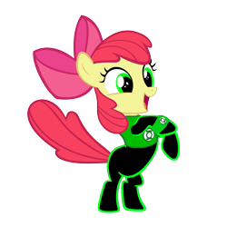Size: 1152x1152 | Tagged: safe, artist:kingharald, artist:motownwarrior01, imported from derpibooru, apple bloom, bipedal, crossover, dc comics, female, green lantern, green lantern (comic), green lantern corps, parody, simple background, solo, transparent background, wristband