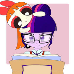 Size: 894x894 | Tagged: safe, artist:picnicbust, imported from derpibooru, sci-twi, twilight sparkle, equestria girls, blossom (powerpuff girls), crossover, glasses, the powerpuff girls