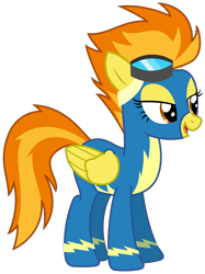 Size: 2400x3213 | Tagged: safe, artist:sketchmcreations, imported from derpibooru, spitfire, pegasus, pony, newbie dash, female, goggles, inkscape, open mouth, show accurate, simple background, sly, solo, transparent background, vector, wonderbolts uniform