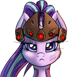 Size: 572x641 | Tagged: safe, artist:skorpionletun, imported from derpibooru, starlight glimmer, bust, crossover, female, overwatch, portrait, simple background, solo, transparent background, widowmaker