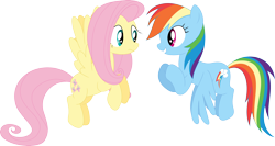 Size: 3588x1908 | Tagged: safe, artist:porygon2z, imported from derpibooru, fluttershy, rainbow dash, simple background, transparent background, vector