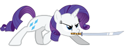 Size: 7360x2839 | Tagged: safe, artist:justisanimation, artist:mysteryben, imported from derpibooru, rarity, rhythm is magic, absurd resolution, female, katana, simple background, solo, sword, transparent background, vector, weapon