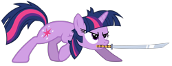 Size: 7360x2839 | Tagged: safe, artist:justisanimation, artist:mysteryben, imported from derpibooru, twilight sparkle, rhythm is magic, absurd resolution, female, katana, simple background, solo, sword, transparent background, vector, weapon