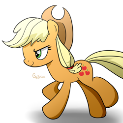 Size: 2000x2000 | Tagged: safe, artist:graytyphoon, imported from derpibooru, applejack, earth pony, pony, applejack's hat, cowboy hat, female, hat, mare, raised hoof, raised leg, running, simple background, solo, white background