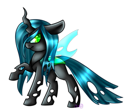 Size: 981x866 | Tagged: safe, artist:sodapopfairypony, imported from derpibooru, queen chrysalis, changeling, changeling queen, cute, cutealis, female, raised hoof, smiling, solo