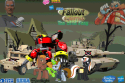 Size: 900x600 | Tagged: safe, artist:trungtranhaitrung, imported from derpibooru, oc, oc:calamity, oc:littlepip, oc:steelhooves, oc:velvet remedy, deer, earth pony, pegasus, pony, reindeer, robot, unicorn, fallout equestria, fallout equestria: the wild fang, armor, battle saddle, clothes, commander tower, community related, crossover, dead tree, doctor eggman, e-123 omega, eggman empire of equestria, fanfic, fanfic art, female, fluttershy medical saddlebag, gif, glowing horn, guardian units of nations, gun, handgun, hardlight, hasbro, hasbro gaming, hat, hmmwv, horn, humvee, jumpsuit, levitation, little macintosh, logo, m1 abrams, magic, male, mare, medical saddlebag, non-animated gif, pipbuck, ponyville, power armor, revolver, rifle, saddle bag, sega, sonic team, sonic the hedgehog (series), spray, stallion, steel ranger, tank (vehicle), telekinesis, tree, vault suit, war, wasteland, weapon, wings