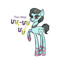 Size: 1000x860 | Tagged: safe, artist:magicandmysterygal, imported from derpibooru, oc, oc only, oc:two step, earth pony, pony, ballet slippers, choker, ear piercing, earring, female, magical lesbian spawn, mare, necklace, offspring, parent:beauty brass, parent:sapphire shores, parents:sapphirebrass, piercing, raised hoof, simple background, solo, transparent background