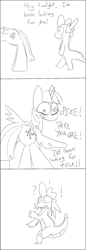 Size: 900x2602 | Tagged: safe, artist:input-command, deleted from derpibooru, imported from derpibooru, spike, twilight sparkle, alicorn, pony, comic, female, mare, monochrome, twilight sparkle (alicorn)