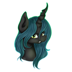 Size: 1024x1024 | Tagged: dead source, safe, artist:rubyblossomva, imported from derpibooru, queen chrysalis, changeling, changeling queen, bust, female, portrait, solo