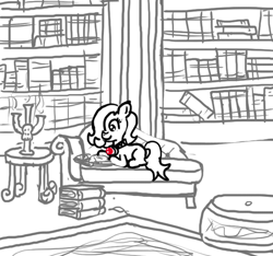 Size: 640x600 | Tagged: safe, artist:ficficponyfic, imported from derpibooru, oc, oc only, oc:emerald jewel, earth pony, pony, colt quest, amulet, book, bookshelf, candle, candlelight, child, colt, cute, foal, hair over one eye, library, male, reading, smiling, story included, table