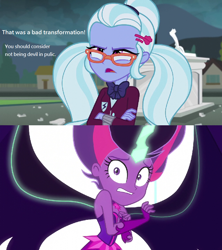 Size: 764x862 | Tagged: safe, imported from derpibooru, screencap, sci-twi, sugarcoat, twilight sparkle, equestria girls, friendship games, engrish, midnight sparkle