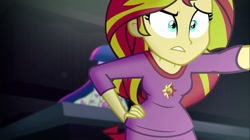 Size: 1100x618 | Tagged: safe, imported from derpibooru, screencap, sunset shimmer, twilight sparkle, equestria girls, rainbow rocks, clothes, female, pajamas, shirt