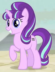 Size: 238x308 | Tagged: safe, imported from derpibooru, screencap, starlight glimmer, the cutie map, equal cutie mark, equalized, equalized mane, female, grin, raised hoof, s5 starlight, smiling, solo, when she smiles