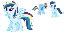 Size: 1024x526 | Tagged: safe, artist:estefania200, imported from derpibooru, rainbow dash, soarin', oc, pony, female, male, offspring, parent:rainbow dash, parent:soarin', parents:soarindash, shipping, soarindash, straight