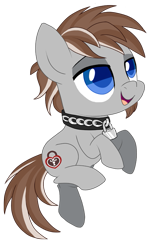 Size: 407x640 | Tagged: safe, artist:pepooni, imported from derpibooru, oc, oc only, oc:subzero grey, earth pony, pony, collar, solo