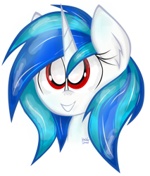 Size: 694x816 | Tagged: safe, artist:kristysk, imported from derpibooru, dj pon-3, vinyl scratch, female, smiling, solo, wrong eye color