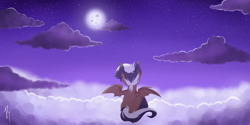 Size: 1024x512 | Tagged: safe, artist:sallylapone, imported from derpibooru, oc, oc only, oc:speed sketch, bat pony, pony, cloud, night, solo