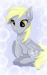 Size: 2893x4537 | Tagged: safe, artist:nuumia, imported from derpibooru, derpy hooves, pegasus, pony, absurd resolution, bubble, chest fluff, ear fluff, female, mare, solo