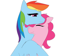 Size: 1080x790 | Tagged: safe, artist:sunshinkaaing, imported from derpibooru, pinkie pie, rainbow dash, female, hug, just friends, lesbian, pinkiedash, shipping, vexel, winghug