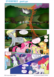 Size: 5784x8176 | Tagged: safe, artist:jeremy3, imported from derpibooru, apple bloom, applejack, derpy hooves, fluttershy, pinkie pie, rainbow dash, rarity, scootaloo, sweetie belle, twilight sparkle, twilight sparkle (alicorn), alicorn, pony, comic:everfree, absurd resolution, comic, cutie mark crusaders, lightning, mane six, missing cutie mark, offscreen character