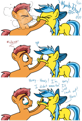 Size: 735x1087 | Tagged: safe, artist:anyponedrawn, imported from derpibooru, pony, blank flank, blushing, bow, cheek squish, colt, comic, crying, fail, female, fetish, hair bow, humor, kissing, love, male, mare, mucus, romance, sneeze cloud, sneezing, sneezing fetish, snot, stallion, swapping spit