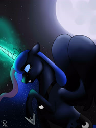 Size: 2700x3600 | Tagged: safe, artist:theoddlydifferentone, imported from derpibooru, princess luna, crying, eyes closed, female, magic, moon, moonrise, solo