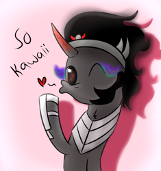 Size: 873x928 | Tagged: safe, artist:pucksterv, imported from derpibooru, king sombra, cute, duckface, heart, heart eyes, kissy face, male, solo, sombradorable, wingding eyes, wink