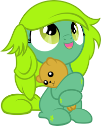 Size: 2675x3342 | Tagged: safe, artist:iamadinosaurrarrr, imported from derpibooru, oc, oc only, cute, female, filly, hug, solo, teddy bear