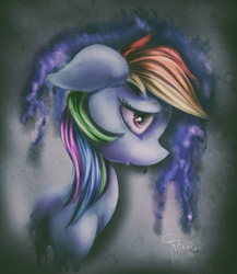 Size: 2000x2300 | Tagged: safe, artist:ferasor, imported from derpibooru, rainbow dash, female, floppy ears, profile, sad, solo