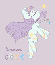 Size: 2200x2600 | Tagged: safe, artist:hawthornss, imported from derpibooru, oc, oc only, oc:daydreamer, earth pony, pony, eyes closed, female, reference sheet, simple background, solo, tattoo