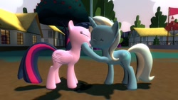 Size: 1360x768 | Tagged: safe, artist:mk513, imported from derpibooru, trixie, twilight sparkle, alicorn, pony, 3d, female, gmod, kissing, lesbian, mare, shipping, twilight sparkle (alicorn), twixie