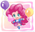 Size: 800x734 | Tagged: dead source, safe, artist:lemonpandachan, imported from derpibooru, pinkie pie, equestria girls, balloon, chibi, cute, diapinkes, female, happy, looking at you, solo