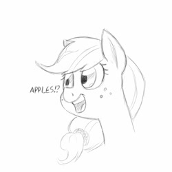 Size: 1280x1280 | Tagged: safe, artist:trickydick, imported from derpibooru, applejack, female, monochrome, solo