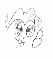 Size: 1148x1280 | Tagged: safe, artist:trickydick, imported from derpibooru, pinkie pie, female, monochrome, solo, tongue out